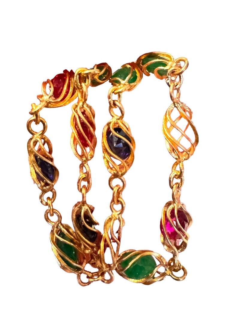 Middle Eastern Gold Vintage Middle Eastern 18K Gold Over Brass With Synthetic Rubies ...