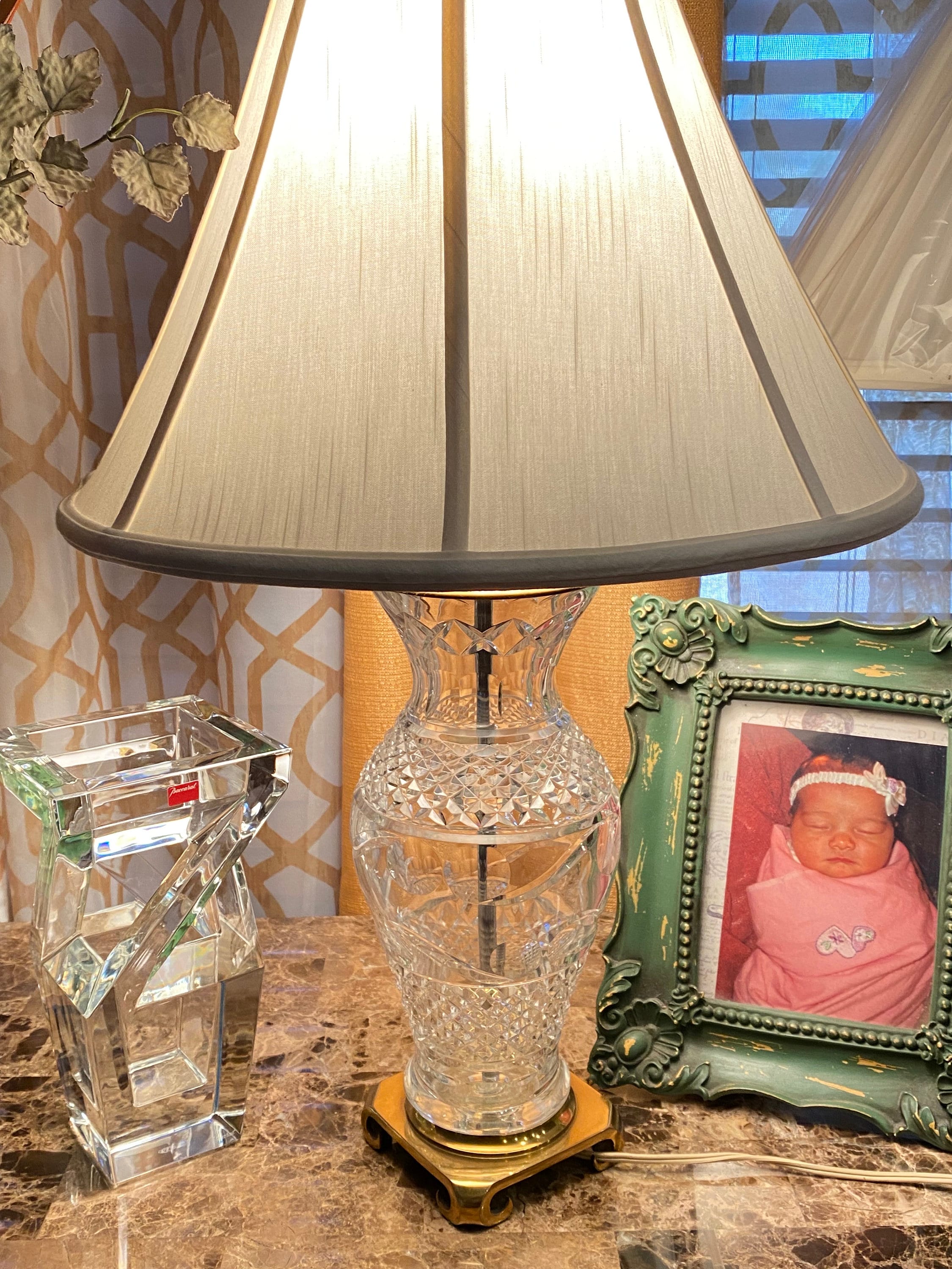 Waterford Crystal Equestrian Brass Lamp Glandore Pattern Authentic,  Waterford Rising Horse Unique Elegant Home Lighting Luxury Table Lamp 