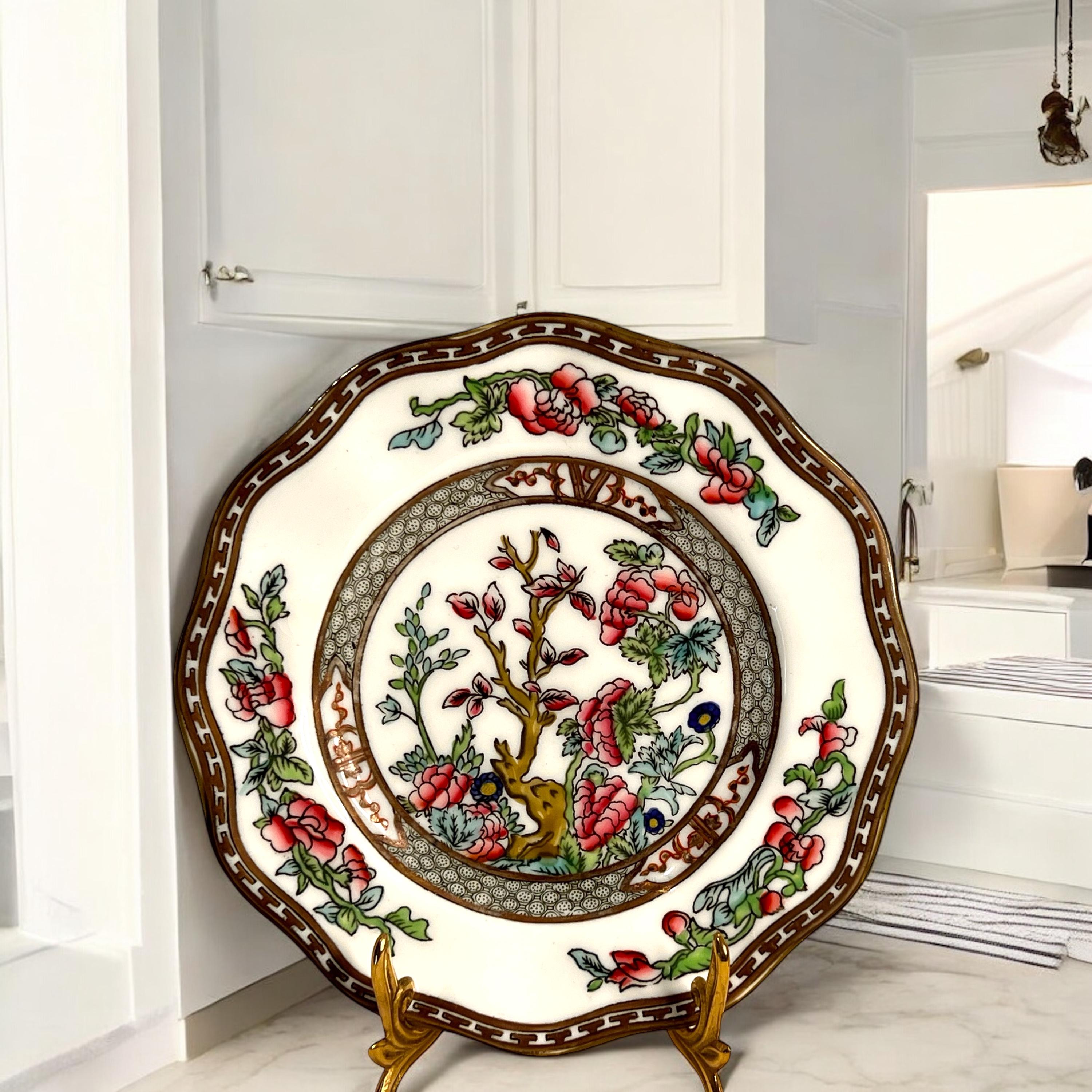 Présentoir à Gâteau Vintage 2 étages Indian Tree - Porcelaine Anglaise Années 60