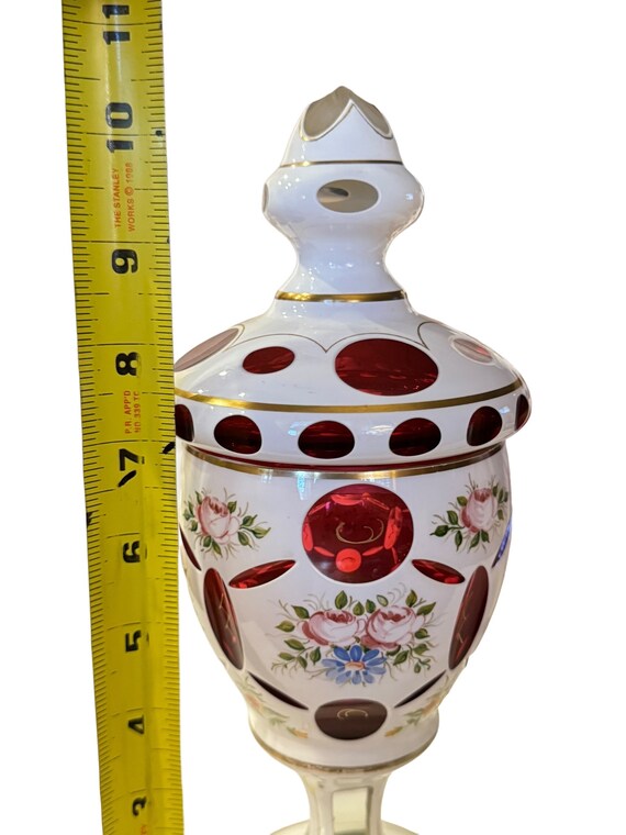 Antique to Vintage Moser Red and White Cut Clear Bohemian Glass