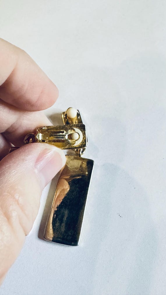 Vtg Givenchy Silver Plated Rectangular Pendant Go… - image 5