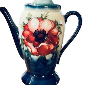 Bule de chá vintage William Moorcroft Anemone, Inglaterra, excelente estado, frete grátis para os Estados Unidos Continental