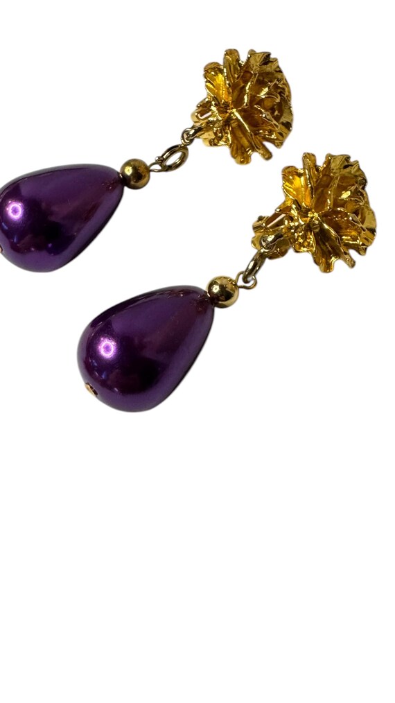 Vintage Interchangeable Teardrop Dangle Purple Pi… - image 1