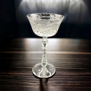Vintage Mid Century Rock Sharpe Crystal Wine Liquor Champagne Goblet 1940’s Stem 1008 Cut Glass Gift