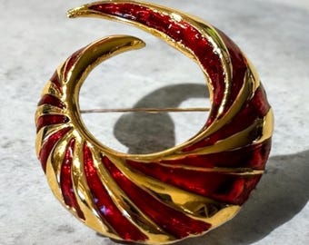 Broche Vintage « Dolce Vita » Métal Argenté Style Moderniste – Occasion, Signée Maria Calderon