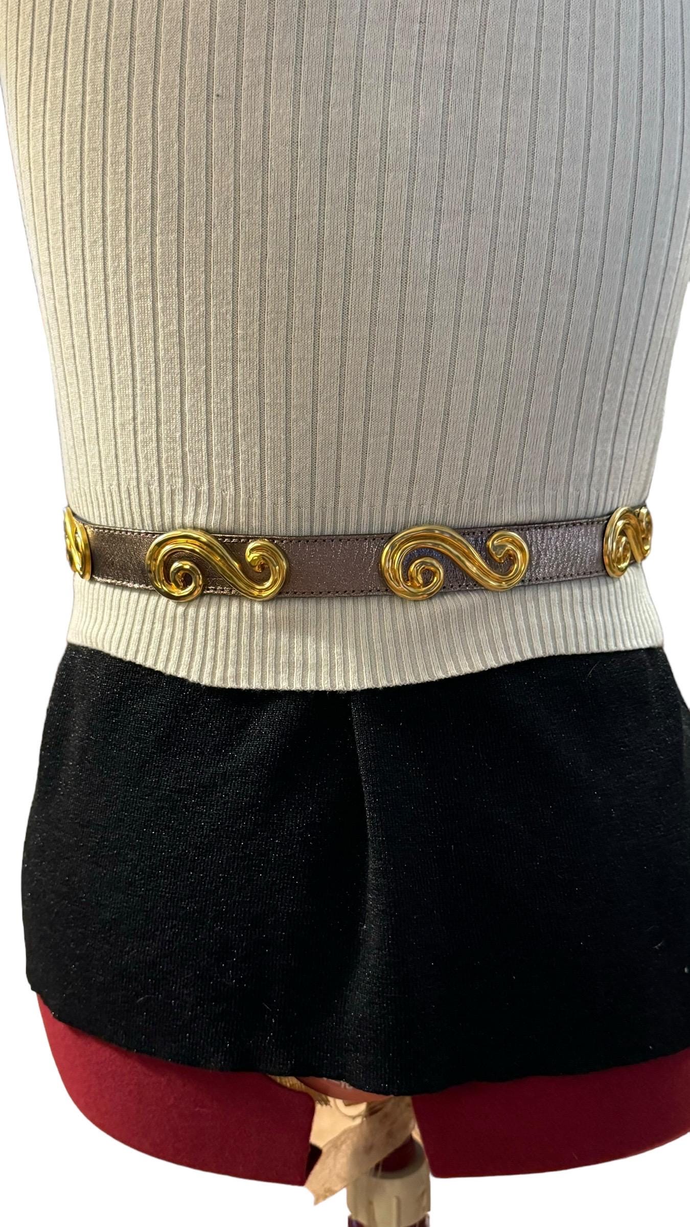 Avignon Patent Leather and Brass Cut Out Belt Made in Spain Leather Belt Rio Solid Brass 26 main image 2
