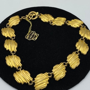 VTG Gold Laguna Ribbed Link Choker Necklace New with Original Hang Tag TT39