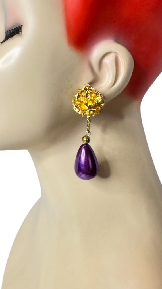 Vintage Interchangeable Teardrop Dangle Purple Pi… - image 5