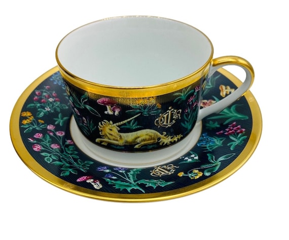 Vintage Christian Dior Licorne Unicorn Cup and Saucer Set Unused