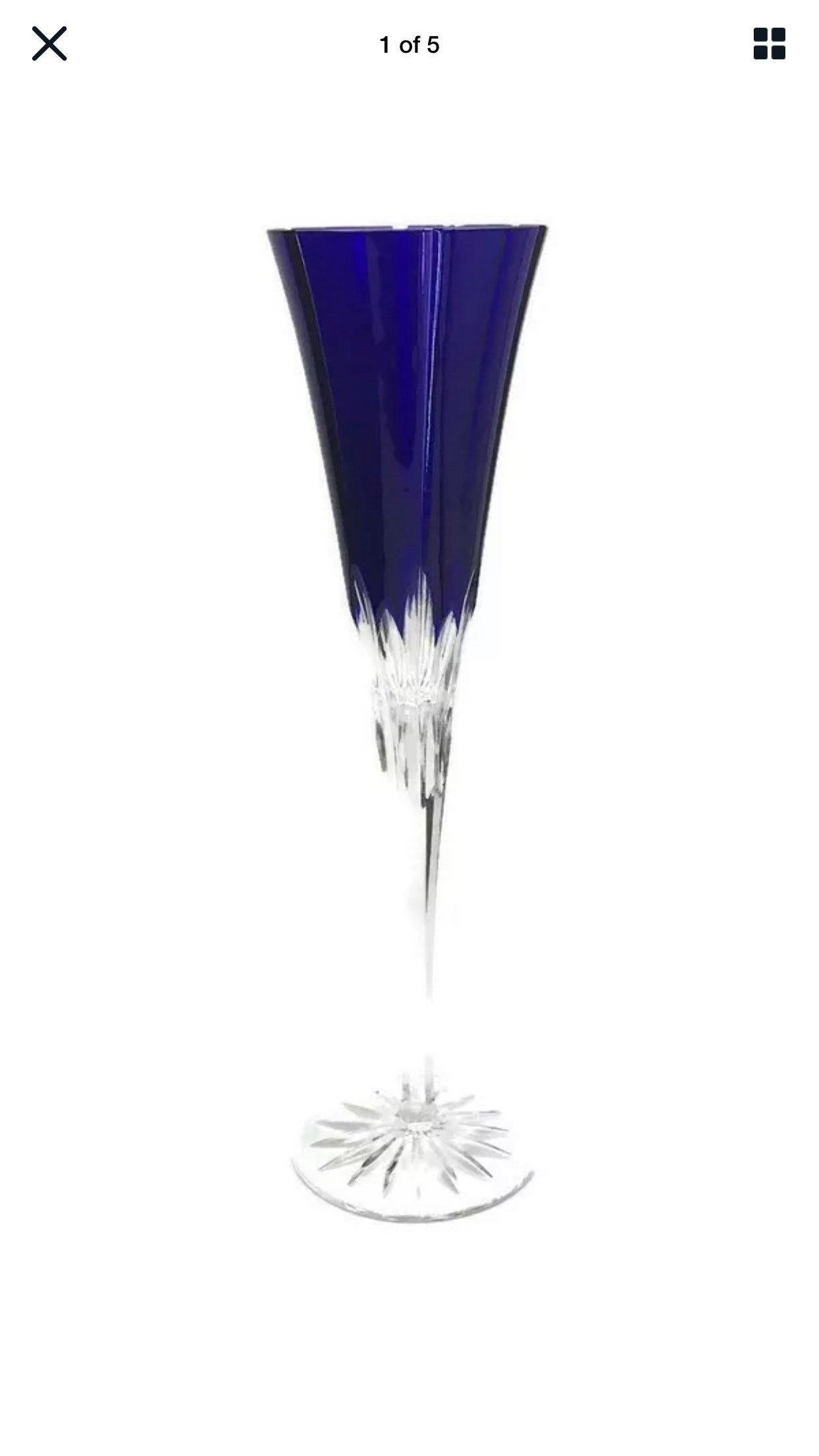 Vintage AJKA CASTILLE Cobalt Blue CRYSTAL Champagne Flute