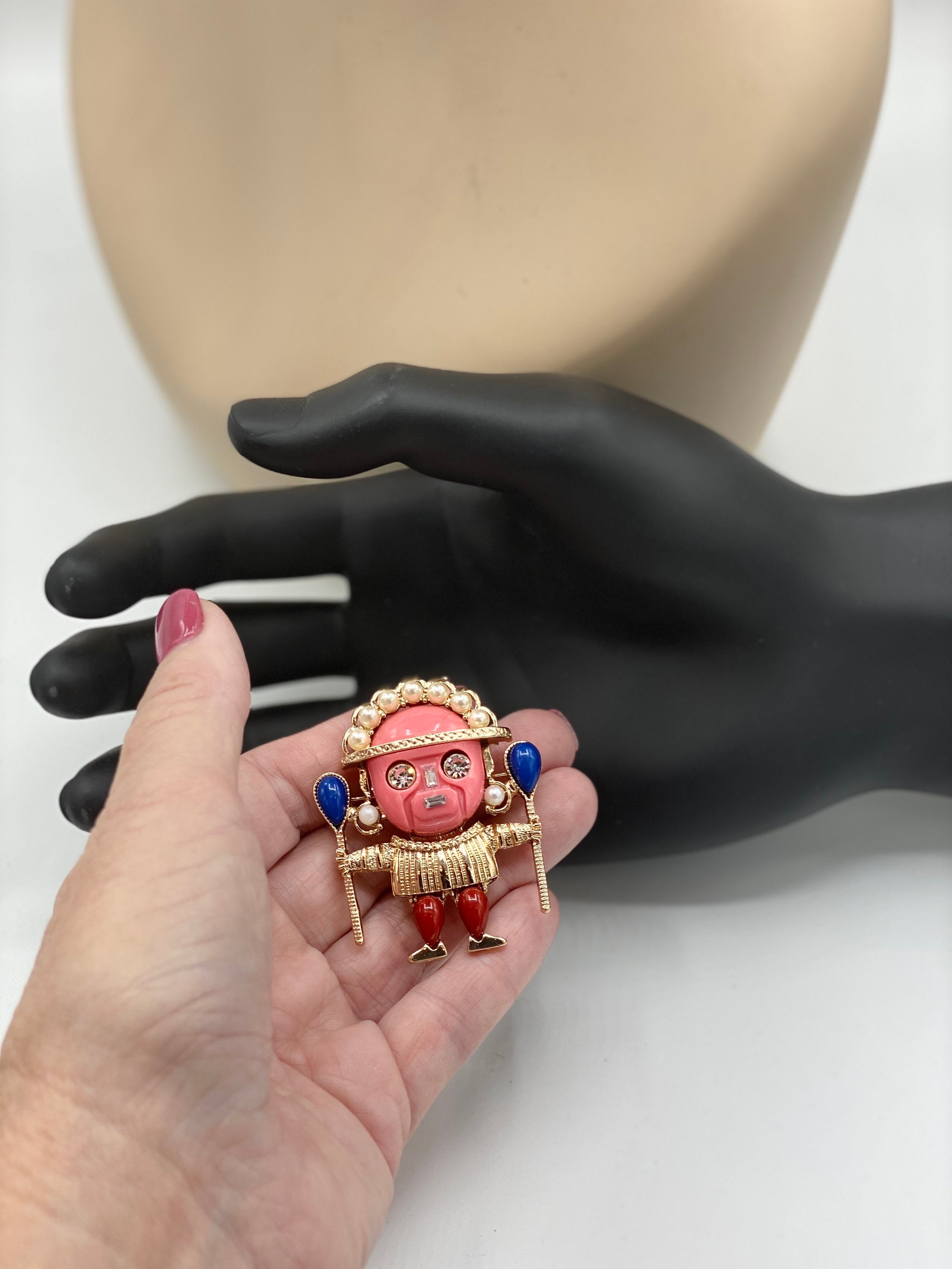 Vintage KJL Kenneth J Lane Tiki Aztec Zulu Warrior Head Vintage KJL Kenneth J Lane Tiki Aztec Zulu Warrior Head