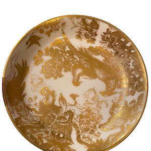 Vtg Royal Crown Derby Gold Aves Small Shallow Plate Finger Bowl Butter Plate 4”