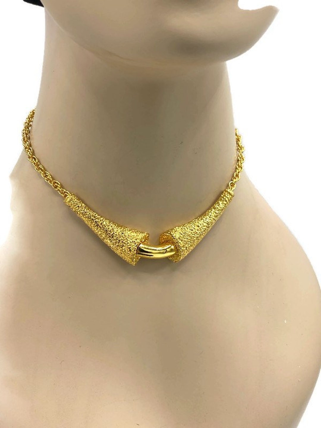 Vintage New Old Stock Gold Plated Brutalist Wing Choker