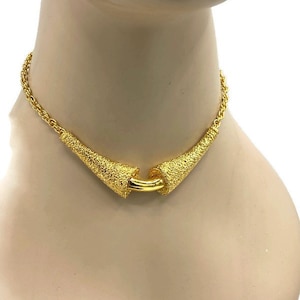 Vintage New Old Stock Gold Plated Brutalist Wing Choker Necklace 1970s WW14