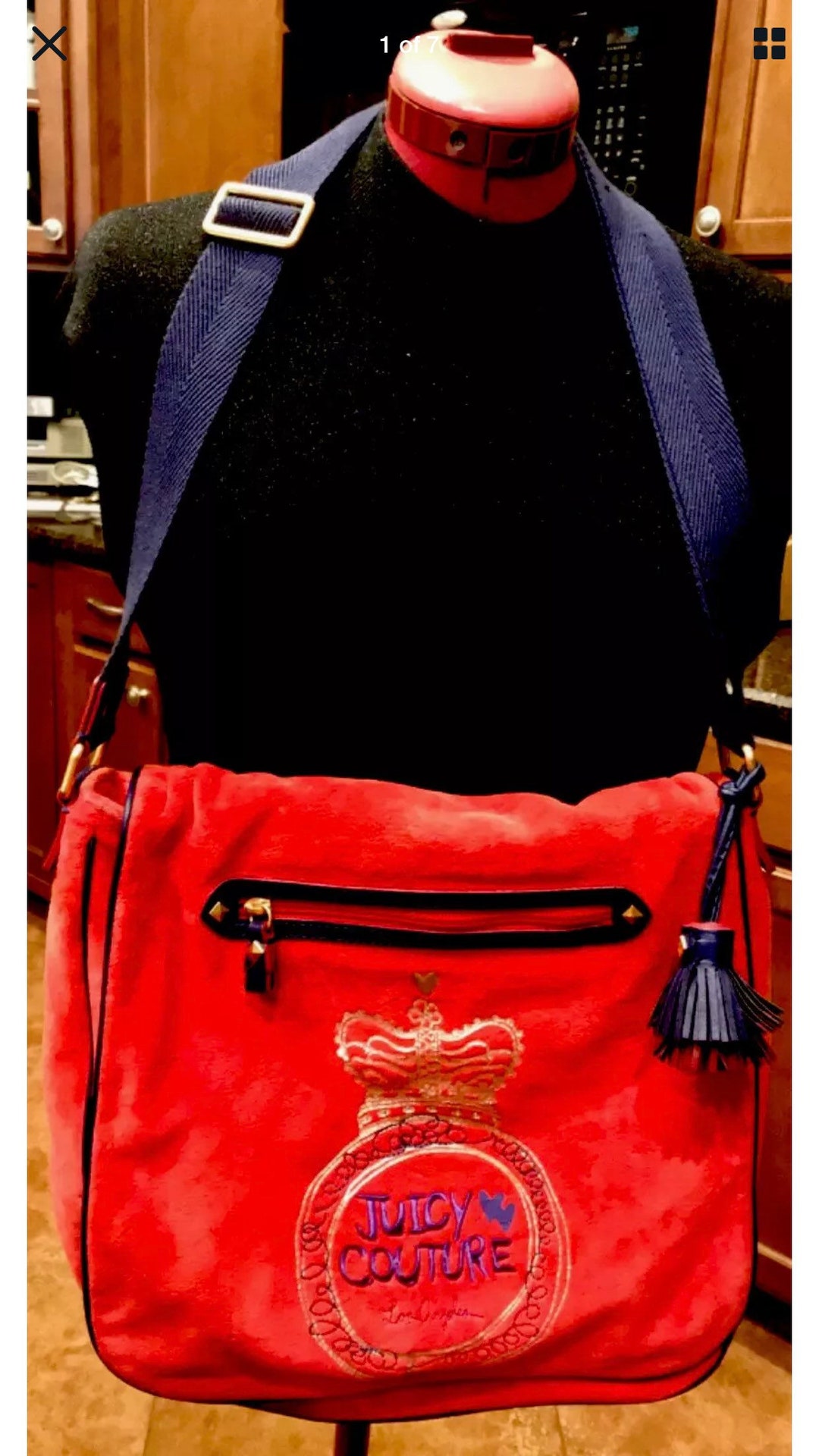 Vintage NWOT Juicy Couture Red Velour Royal Crest MESSENGER  display picture 2
