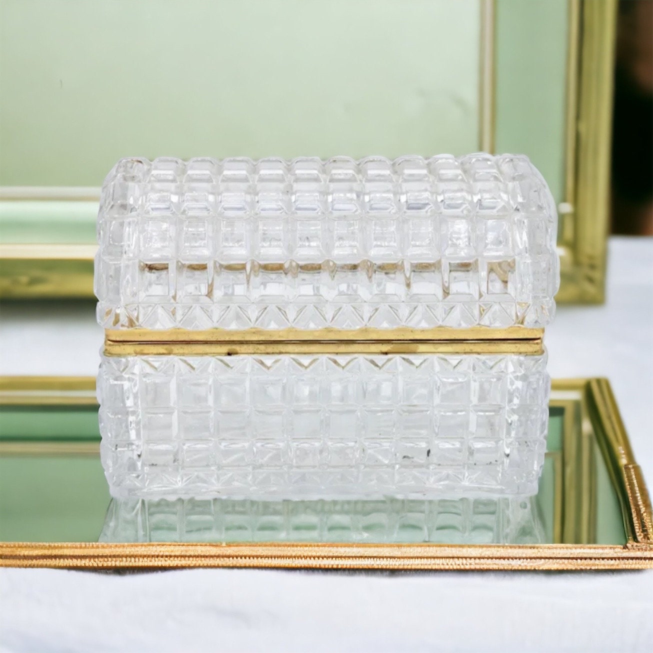 Vintage French Cut Glass Crystal Box with Gilt Brass Mounts – Acanthus  Antiques