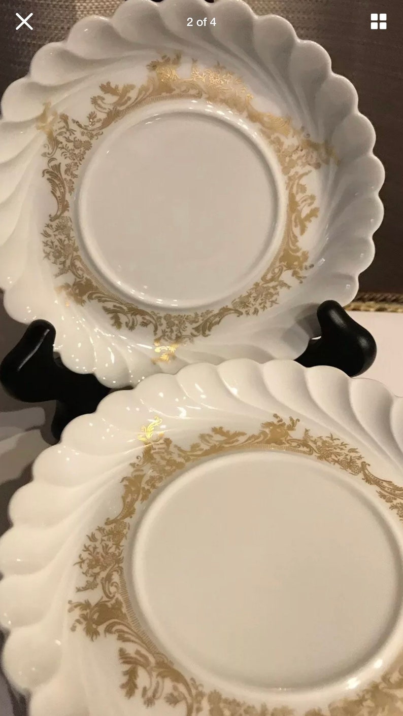 Vintage 9 Haviland Limoges Ladore Gold Floral Scallop Bread Etsy