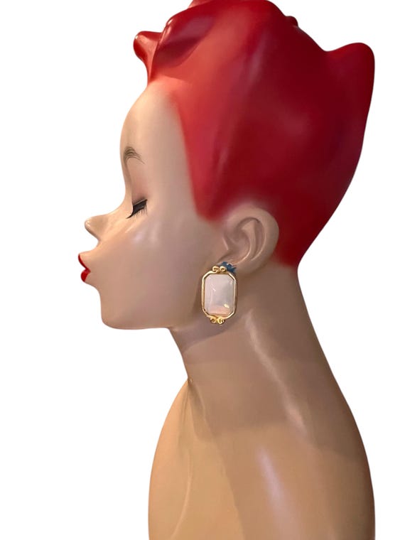 Vintage Givenchy gold plated rectangular Faux opa… - image 3