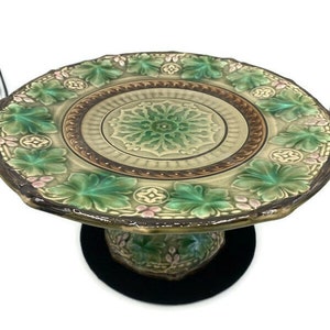 Vintage Mintons Majolica Dessert Cake Stand Pedestal Plate English China