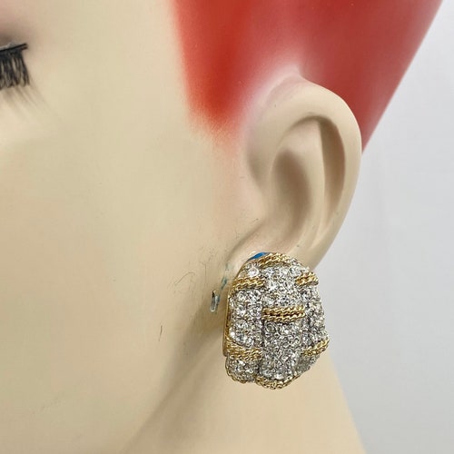 VTg Swarovski White Clear Pave Crystal Chunky Clip offers Earrings These are FABULOUS AB34