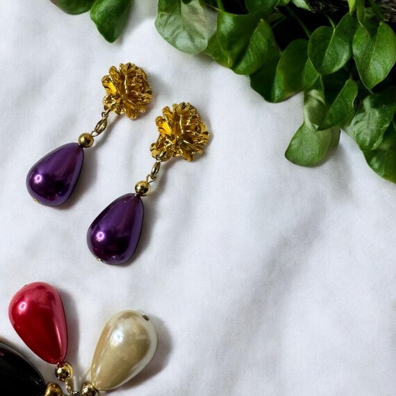 Vintage Interchangeable Teardrop Dangle Purple Pi… - image 9