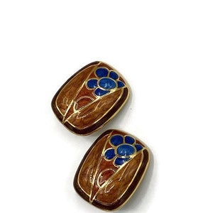 Vintage Helena Rubinstein Paris Enamel Flower Clip Earrings image 2