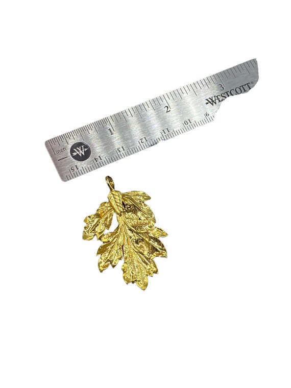 Vintage MCM Gold Dipped Leaf Necklace Pendant AI3 - image 3