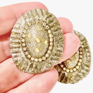 Vintage Artisan Zusammengesetzter Glitter mit Strass Ohrclips S14