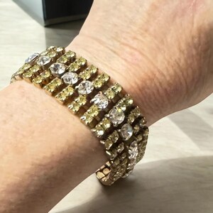 Vintage Yellow with Clear  Rhinestone MCM Bracelet AU34