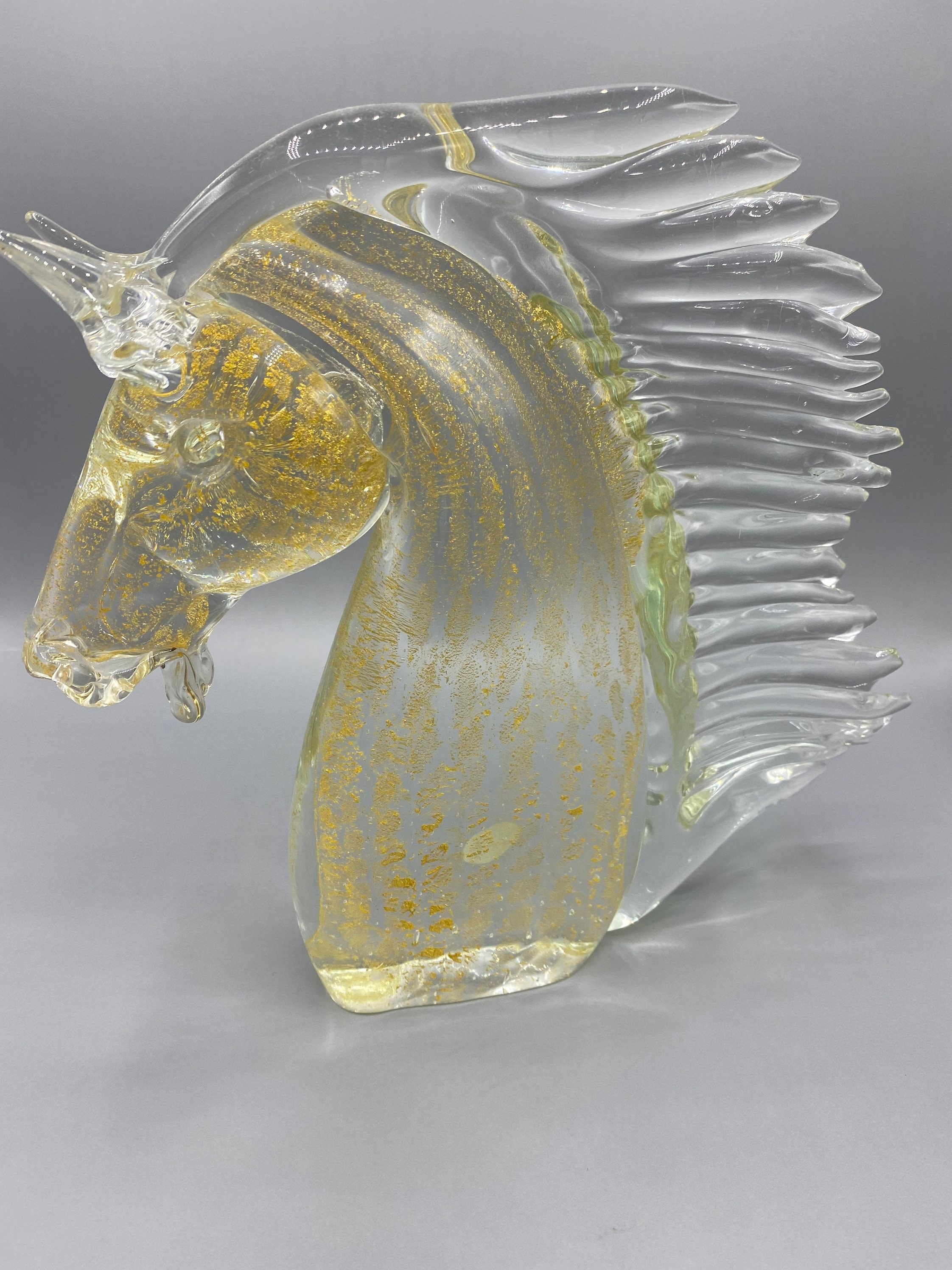 ベネチアンガラスMURANO立馬 Vintage Large Venezia Italy Murano Aventurine Zanetti Style Horse