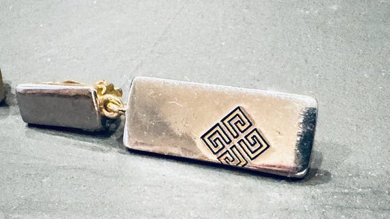 Vtg Givenchy Silver Plated Rectangular Pendant Go… - image 1