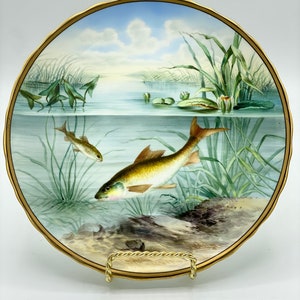 Antique Fabulous George Jones and Sons Crescent Porcelain China Fish Plate 9”