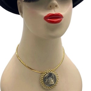 Vintage Faux Cameo Cherubs Putti Grace Lady Pendant Necklace or Brooch BR20