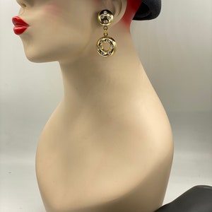 Vintage Chunky Crystal Fat Hoop Clip  Earrings