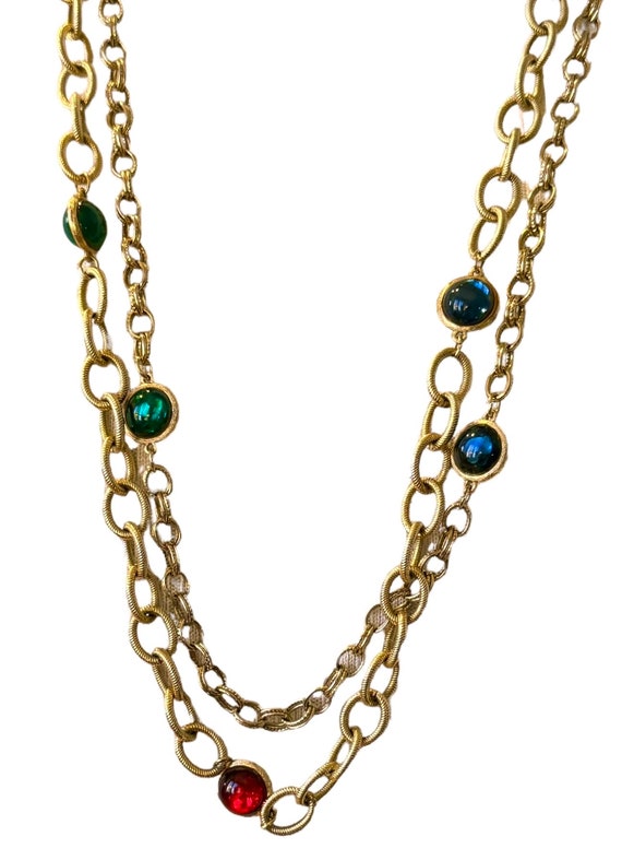 Vintage Ring Clasp 80’s Mid Century Modern MCM Gold P… Gem