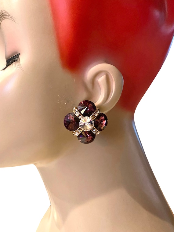 Vtg Baroque Purple Amethyst and Clear Swarovski Cr