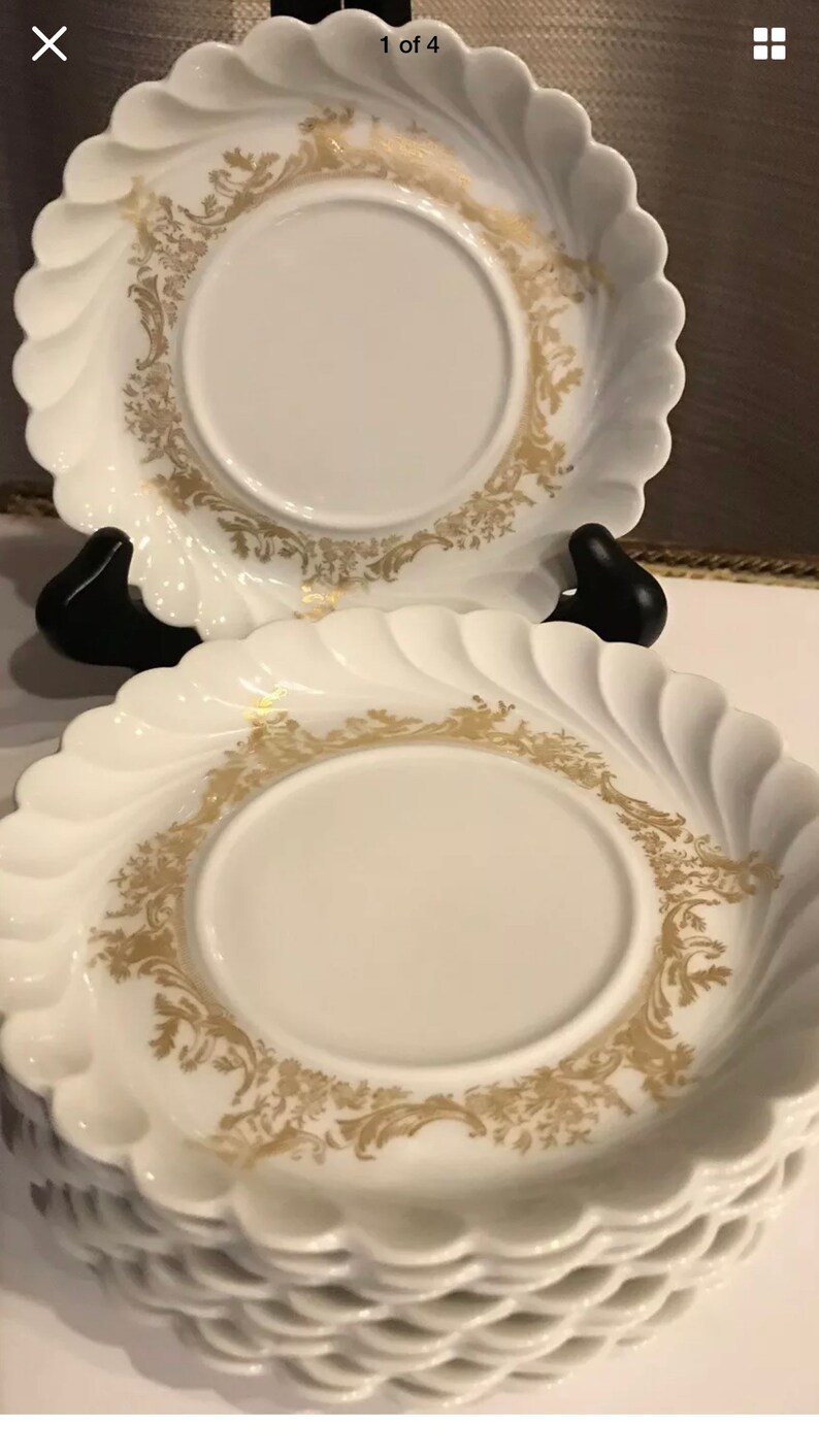 Vintage 9 Haviland Limoges Ladore Gold Floral Scallop Bread Etsy