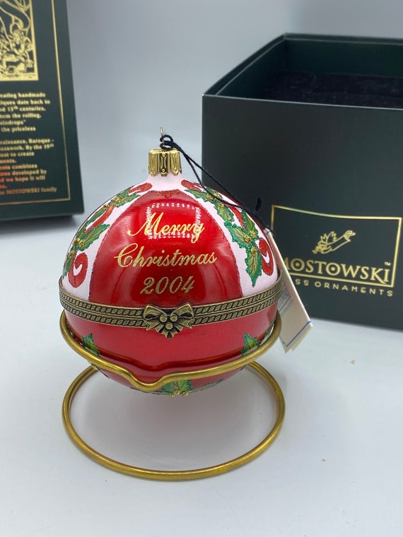 MOSTOWSKI社 オルゴールオーナメント Vintage Komozja Mostowski Red Enamel Ornament With Crystal Accents
