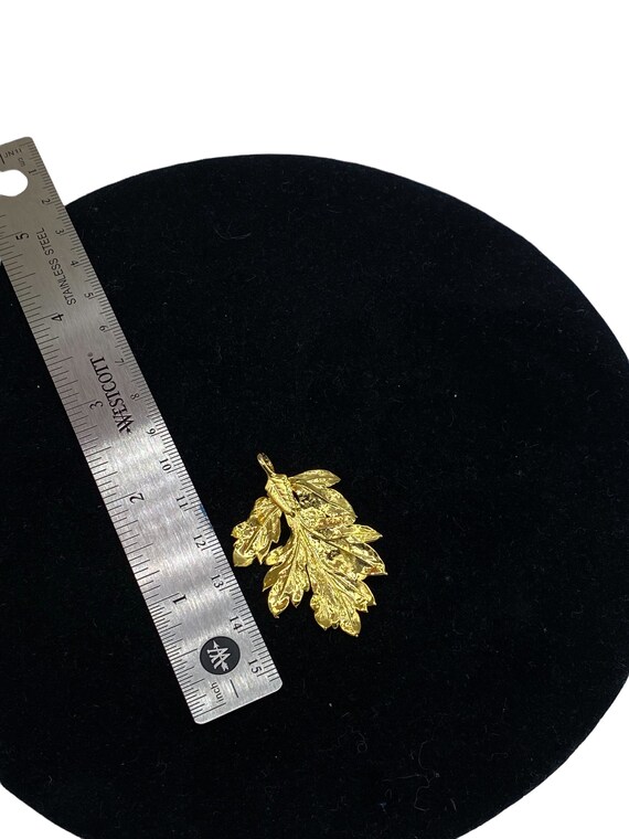 Vintage MCM Gold Dipped Leaf Necklace Pendant AI3 - image 2