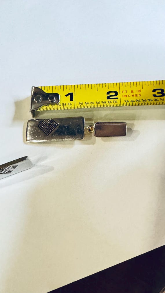 Vtg Givenchy Silver Plated Rectangular Pendant Go… - image 6