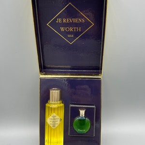 Vintage JE Reviens Worth Lalique 2 oz Eau de Cologne 1/8 oz Perfume Paris France Gift Set Unused