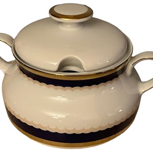 Vintage Winterling Bavaria Echt Kobalt Scharffeur Cobalt Gold Small Soup Tureen with Lid