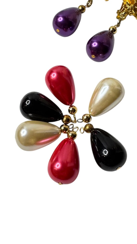 Vintage Interchangeable Teardrop Dangle Purple Pi… - image 8