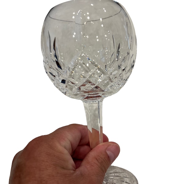 Vintage Waterford Crystal Lismore Cut Foot Balloon Wine Goblet Seahorse Mark Free USA shipping