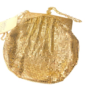 Vintage Whiting and Davis Gold Metal Mesh Purse New With Tags