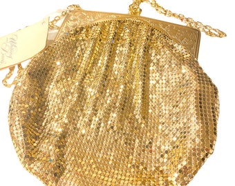 Vintage Golden Mesh Wallet, Metal Chainmail Coin Purse, Diamond
