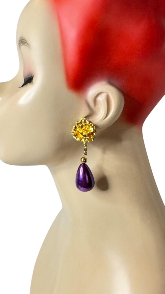 Vintage Interchangeable Teardrop Dangle Purple Pi… - image 4