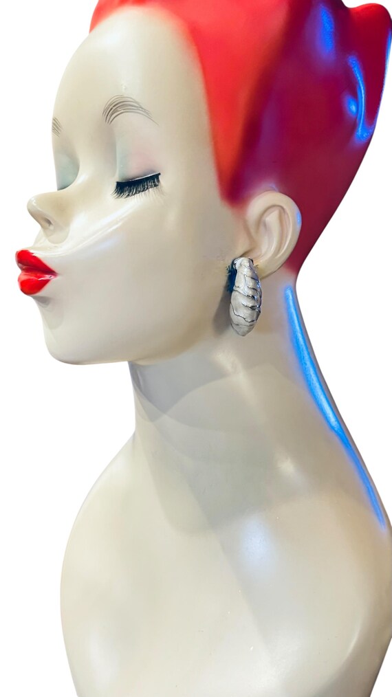 Vtg 1980s Beverly Johnson Rhodium Plated Ribs wit… - image 3