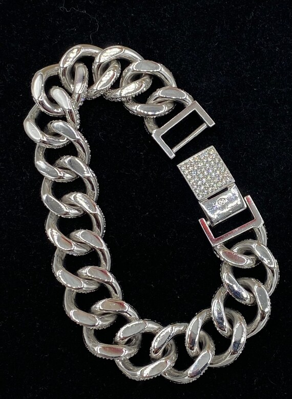 Vintage Marked N Silver Rhodium Plated Pave Cryst… - image 3