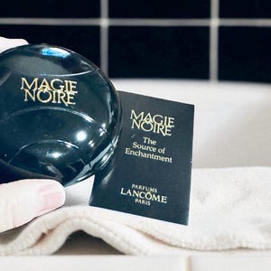 Vintage Magie Noire Soap With Holder, Booklet and in Original Box 3.5 Ounces/100 grams Unopened